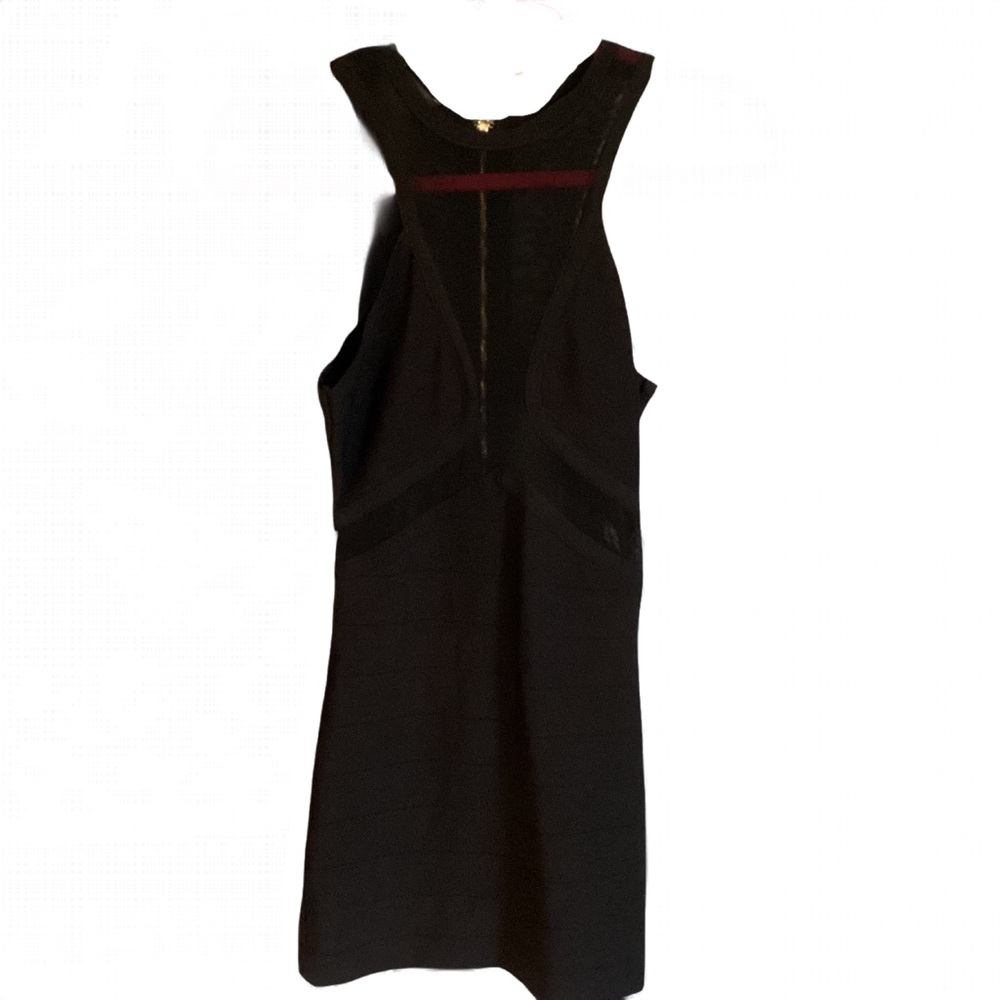 Like New Women’s Bebe Black Bandage-Fitted Dress w/ Gold Zipper Size Medium